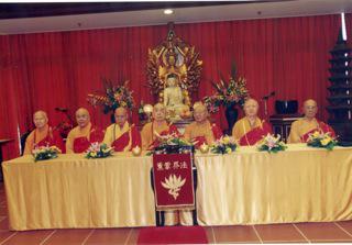 Seven eminent monks were invited to officiate at the Purification Ceremony for the installation of beams of the Main Hall