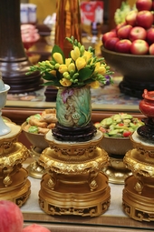Carved porcelain vase on the altar