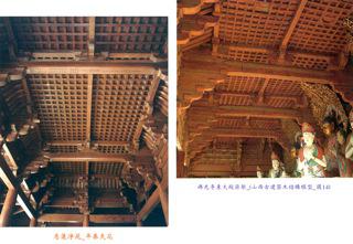 Comparison of the coffered ceiling and beam framework of Chi Lin Main Hall and Great East Hall, Foguang Temple